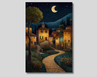 Impressão em tela inspirada em Klimt: pôster de paisagem mágica