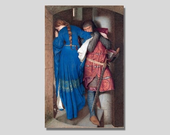 Burton's Hellelil and Hildebrand Canvas Art Print: Romantic Turret Stairs Meeting