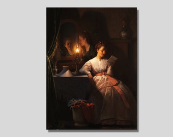 The Love Letter by Petrus van Schendel, The Love Letter Canvas Wall Art, Love's Tender Moments Canvas, True Love Canvas, Gift For Lovers