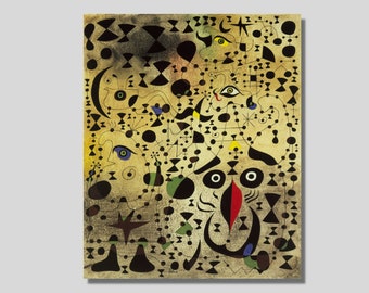 Joan Miró Canvas Wall Art, Joan Miro Artwork, The Beautiful Bird Revealing the Unknown to a Pair of Lovers, Surrealism Art, Ready to Hang