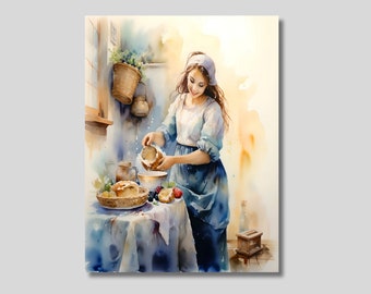 Johannes Vermeer Inspired The Milkmaid Canvas Wall Art, The Milkmaid Oil Painting, Johannes Vermeer Fine Art Print, Gift for Women