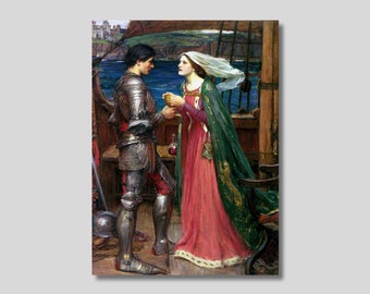 John William Waterhouse Tristan and Isolde with the Potion Art Print, Waterhouse Canvas Wall Art, Reproduction Framed Canvas, Home Decor