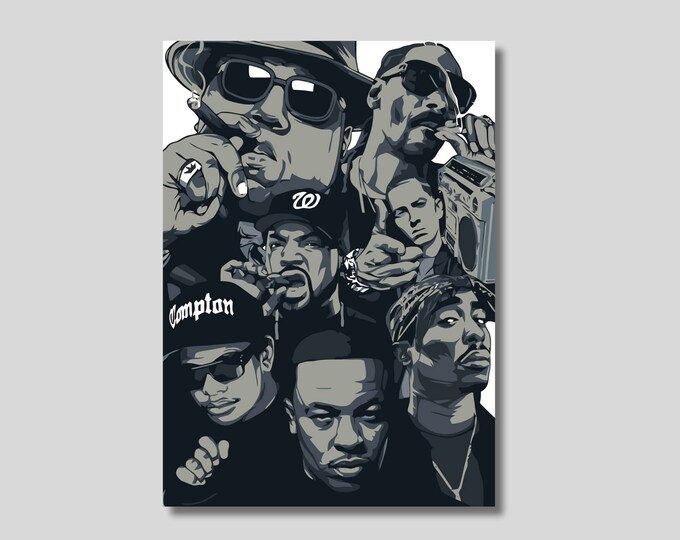 Rap Legends Canvas Wall Art, Hip Hop Rap Legends Poster, American Rappers Wall Art, Hip-Hop Wall Art, Rappers Poster, Gift For Rap Lovers