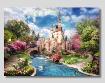 Princess Castle Canvas Print: Fairy Tale Wall Art, Girls Room Decor