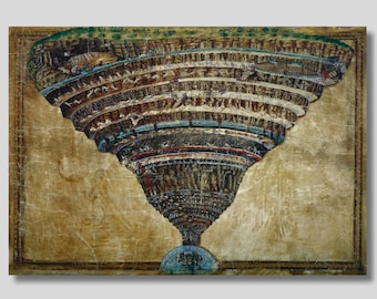 ボッティチェリの地獄の地図キャンバスアート：ダンテの神曲