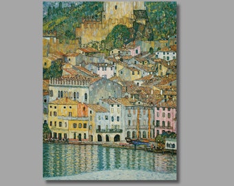 Gustav Klimt: Canvaskunstdruk Malcesine Gardameer
