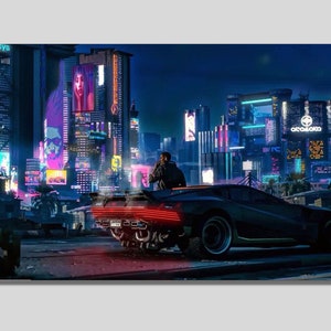 Cyberpunk City Canvas Poster: Neo Futuristic Wall Art