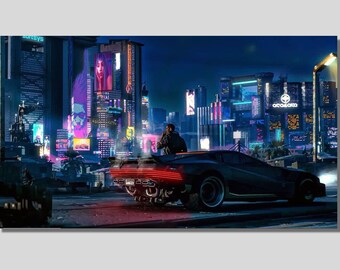 Cyberpunk City Canvas Poster: Neo Futuristic Wall Art