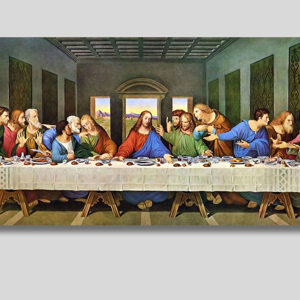 The Last Supper, Leonardo Da Vinci, Famous Table, Classical Wall Art, Last Dinner Wall Art, Da Vinci Print, Da Vinci Painting, Vintage Print