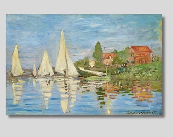 クロード・モネ「アルジャントゥイユのヨット」の版画：印象派の海景