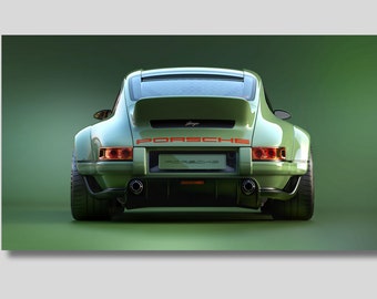 Porsche 911 Wall Art, Green Porsche 911 Poster Print, Porsche 911 Carrera Wall Art, Super Car Porche, Sport Car Poster Wall Art Canvas Decor