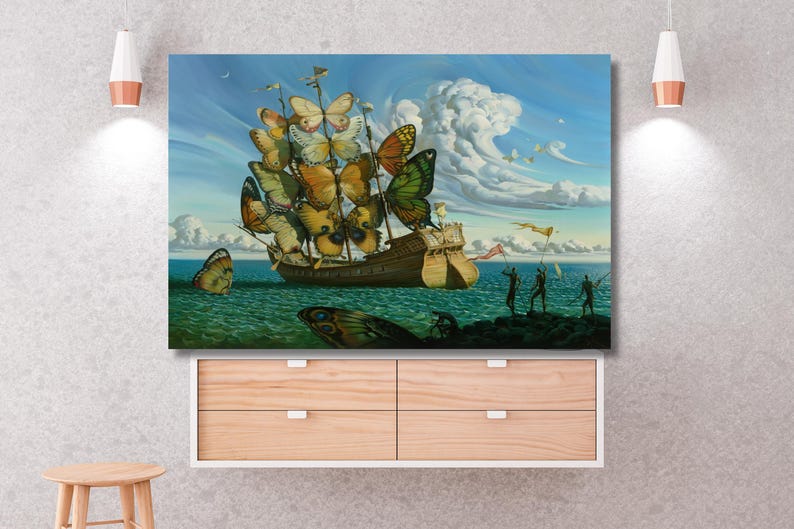 Salvador Dali Butterfly Ship, Surrealist Canvas Print, Iconic ...