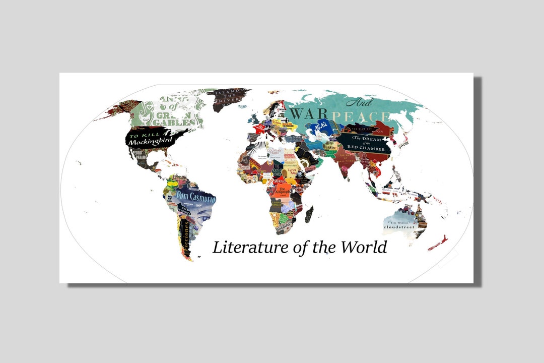 Literature of the World Map Canvas Poster, World Map Canvas Print