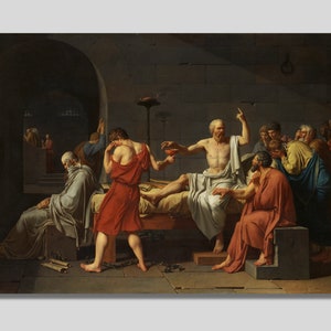 The Death of Socrates by Jacques Louis David Canvas Wall Art, Ancient Greece, Greek Philosopher, Classic Art, Vintage Print, Romanticism Art