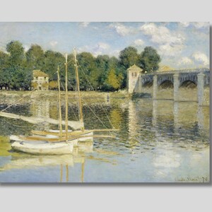 The Argenteuil Bridge by Claude Monet: Impressionist Canvas Wall Art Print