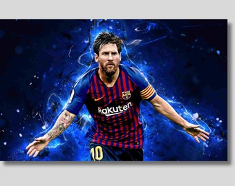 Lionel Messi Canvas Poster, Messi at Barcelona Poster, World Cup 2022 Poster, Argentina Football Legend, Soccer Gift, Sports Room Decor