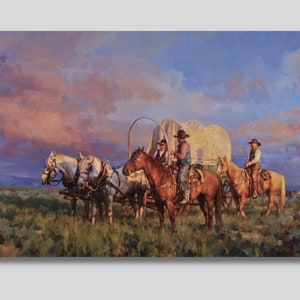 Vintage Western Canvas Print: Cowboy Wagon, Arizona Art