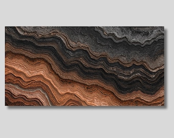 Abstrakte topographische Erdtöne Wandkunst, strukturierte geologische Landschaft Leinwand, rustikales modernes Dekor