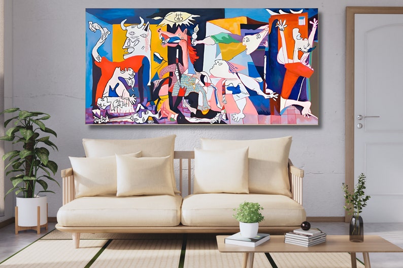 Guernica Canvas, Pablo Picasso Guernica Painting Print, Guernica Wall Art, Guernica colored, Pablo Picasso la Guernica Canvas, Ready to hang image 4