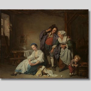 The Broken Eggs By Jean-Baptiste Greuze Canvas Wall Art, Fine Art, Exhibition Poster, Vintage Art, Famous Artwork, Trendy Wall Decor