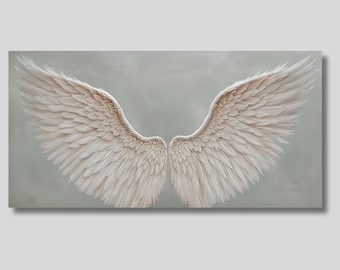 Angel Wings Canvas Print Art: Elegant Feather Wall Decor for Spiritual Home