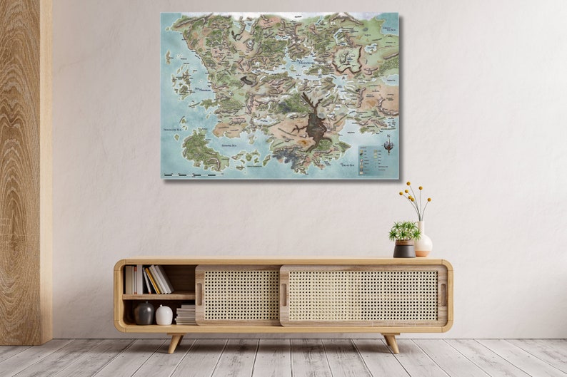 Dungeons and Dragons Canvas Poster, Forgotten Realms Faerun Map Poster ...