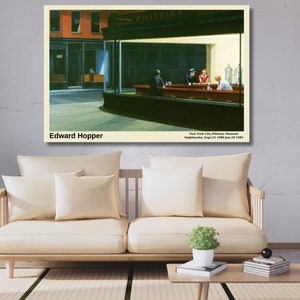 Edward Hopper Nighthawks Canvas/Poster Art, Abstract Wall Art Print, Modern Art Painting, Realism Art, Modernism, American Art, Gift idea image 2