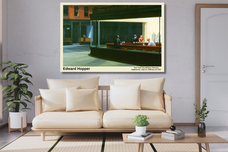 Edward Hopper Nighthawks Canvas/Poster Art, Abstract Wall Art Print, Modern Art Painting, Realism Art, Modernism, American Art, Gift idea image 2