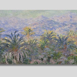 Impresión artística en lienzo de las palmeras de Monet en Bordighera: paisaje impresionista de la Riviera italiana