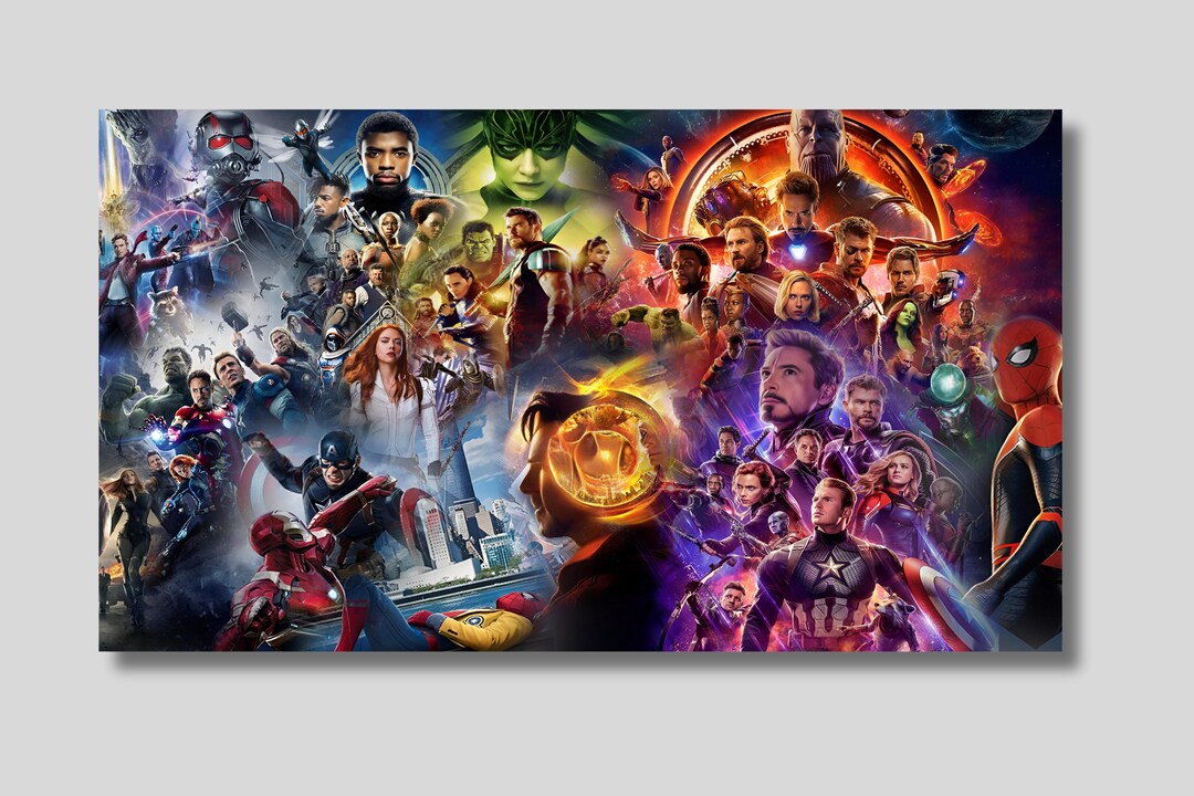 Marvel All Characters Canvas Wall Art, Marvel Movie Fan Gift ...