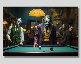 Jokers in Night Cafe of Van Gogh Canvas Wall Art, Joker Canvas Wall Art, Joker Canvas Poster Print, Joker Fans Gift, Gicleé Print Painting
