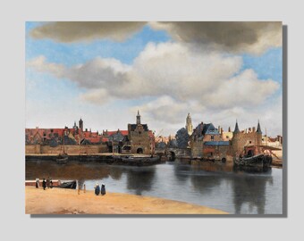 Vermeer's View of Delft Canvas Art: Landscape Reproduction Poster