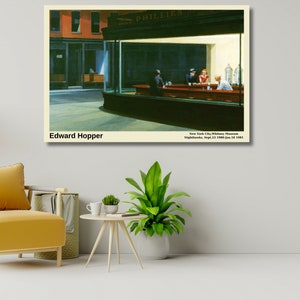 Edward Hopper Nighthawks Canvas/Poster Art, Abstract Wall Art Print, Modern Art Painting, Realism Art, Modernism, American Art, Gift idea image 3
