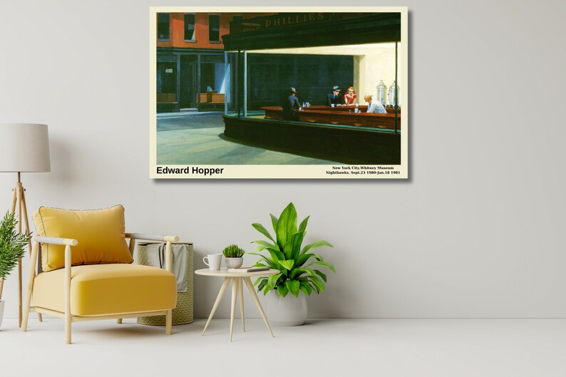 Edward Hopper Nighthawks Canvas/Poster Art, Abstract Wall Art Print, Modern Art Painting, Realism Art, Modernism, American Art, Gift idea image 3