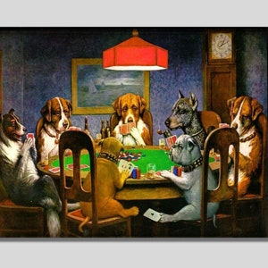 Hunde spielen Poker Leinwand Wandkunst, Cassius Marcellus Coolidge, ein mutiger Bluff Hunde spielen Poker Druck, Hunde Spielkarten, Geschenk