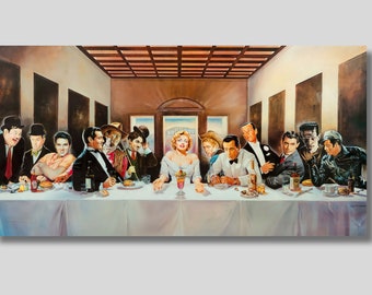 Hollywood Legends Last Supper Canvas, Hollywood Last Supper Poster, Old Hollywood Decor, Vintage Movie Poster, Gift for Mouvie Lovers