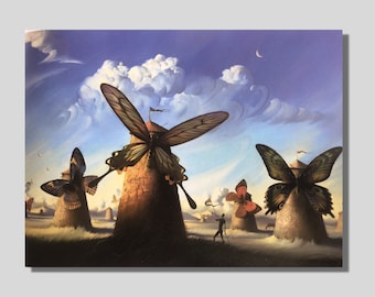 Windmill by Vladimir Kush Canvas, Vladimir Kush Windmill Painting, Vladimir Kush Wall Art, Vladimir Kush Poster Print, Surrealism Art