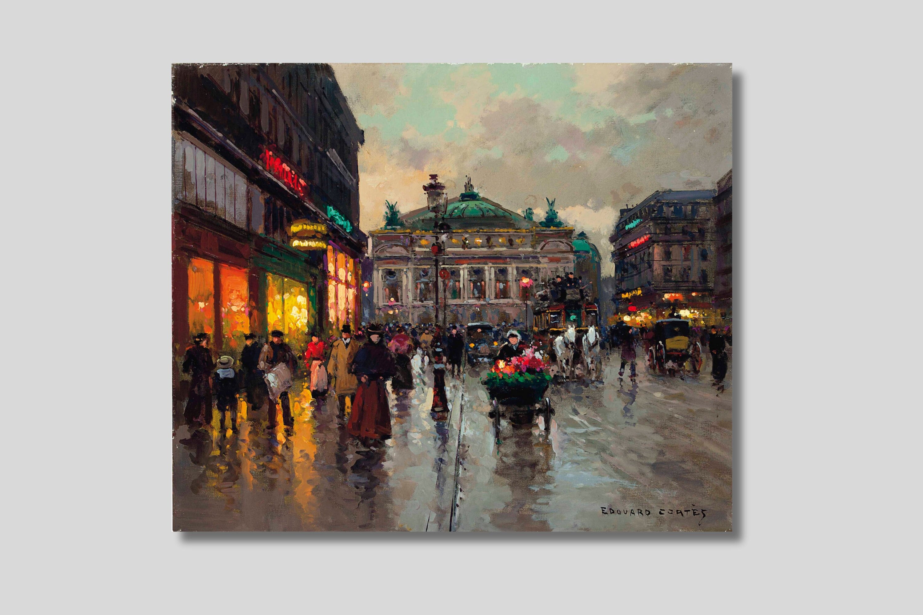 Edouard-Leon Cortes、希少画集より、新品額装付 Edouard Leon Cortes Canvas Print: Avenue De L'opera, Paris Art - Etsy