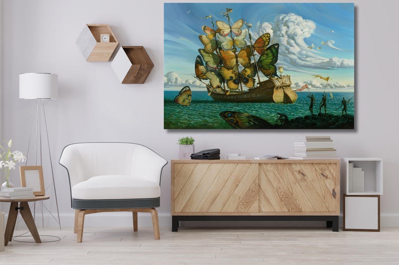 Salvador Dali Butterfly Ship, Surrealist Canvas Print, Iconic ...