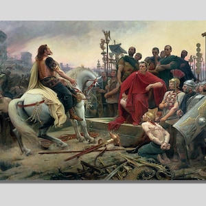 Vercingetorix Surrender to Julius Caesar Canvas Art Print: Roman History