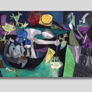 Picasso &#39;Night Fishing at Antibes&#39; Print: Cubism Canvas Wall Art
