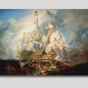 William Turner: The Battle of Trafalgar Canvas Art - HMS Victory Nautical Print
