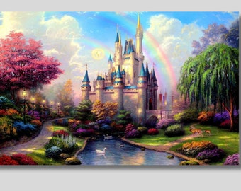 Princess Castle, Disney Wall Art Canvas, Disneyland Canvas,  Cinderella Wall Art, Girls Wall Art, Castle Canvas, Birthday Gift for Girls
