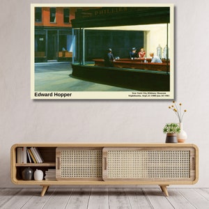 Edward Hopper Nighthawks Canvas/Poster Art, Abstract Wall Art Print, Modern Art Painting, Realism Art, Modernism, American Art, Gift idea image 4