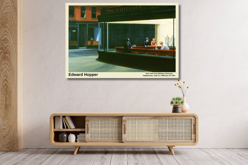 Edward Hopper Nighthawks Canvas/Poster Art, Abstract Wall Art Print, Modern Art Painting, Realism Art, Modernism, American Art, Gift idea image 4