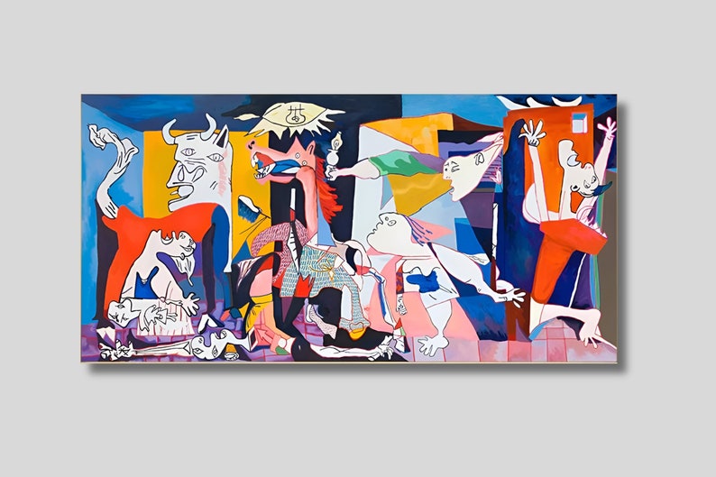 Guernica Canvas, Pablo Picasso Guernica Painting Print, Guernica Wall Art, Guernica colored, Pablo Picasso la Guernica Canvas, Ready to hang image 1