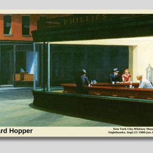 Edward Hopper Nighthawks Canvas/Poster Art, Abstract Wall Art Print, Modern Art Painting, Realism Art, Modernism, American Art, Gift idea image 1