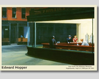 Edward Hopper Nighthawks Canvas/Poster Art, Abstract Wall Art Print, Modern Art Painting, Realism Art, Modernism, American Art, Gift idea