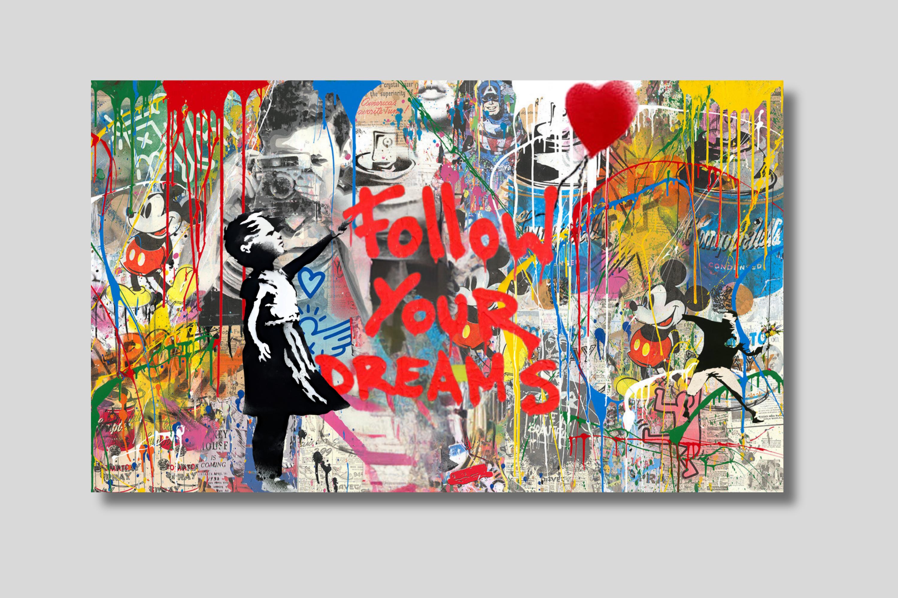 バンクシー「Follow Your Dreams」キャンバスプリント：グラフィティ