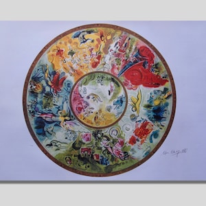 Marc Chagall Canvas Wall Art, Marc Chagall Ceiling of Garnier Opéra Art Print, Lithograph, Signed, Expressionism, Trendy Wall Decor, Gift